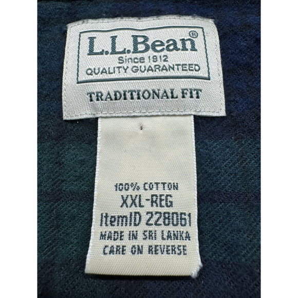 LL Bean Watch Flannel Tartan Plaid Traditional Fit Shirt Men's XXL 100% Cotton - Picture 3 of 4